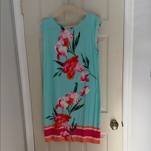 Chico's Turquoise Floral Midi Dress